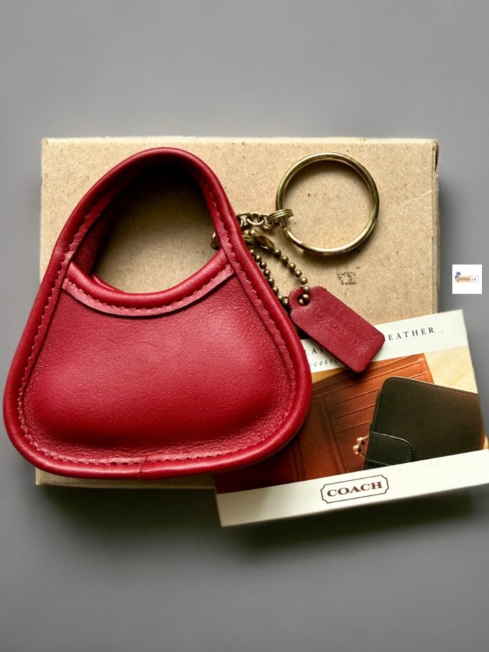 Coach Mini Red Ergo Keyfob Keychain Key Ring 7255 - Picture 1 of 13